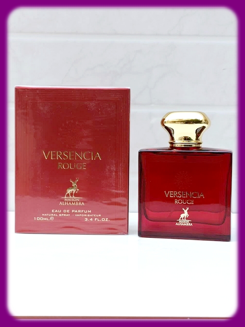 عطر ادکلن ورسنسیا رژ 100 میلی الحمبرا رایحه ورساچه اروس فلیم (Versencia Rouge)