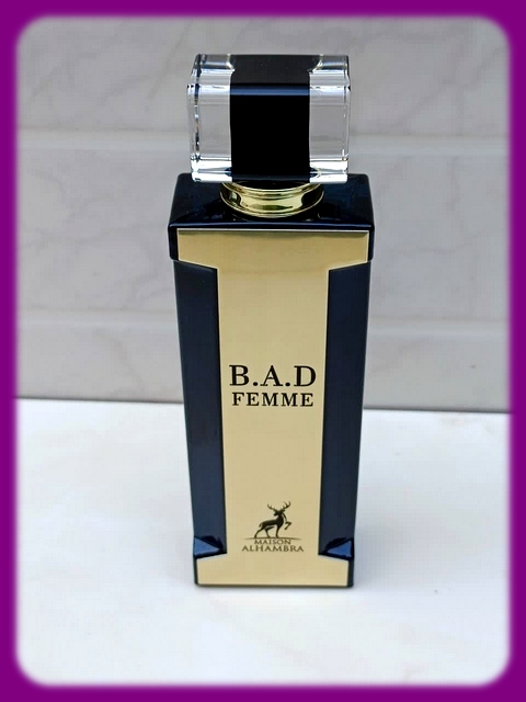 عطر ادکلن ب.آ.د فمه 100 میلی الحمبرا رایحه گودگرل ( B.A.D FEMME) با بالاترین کیفیت